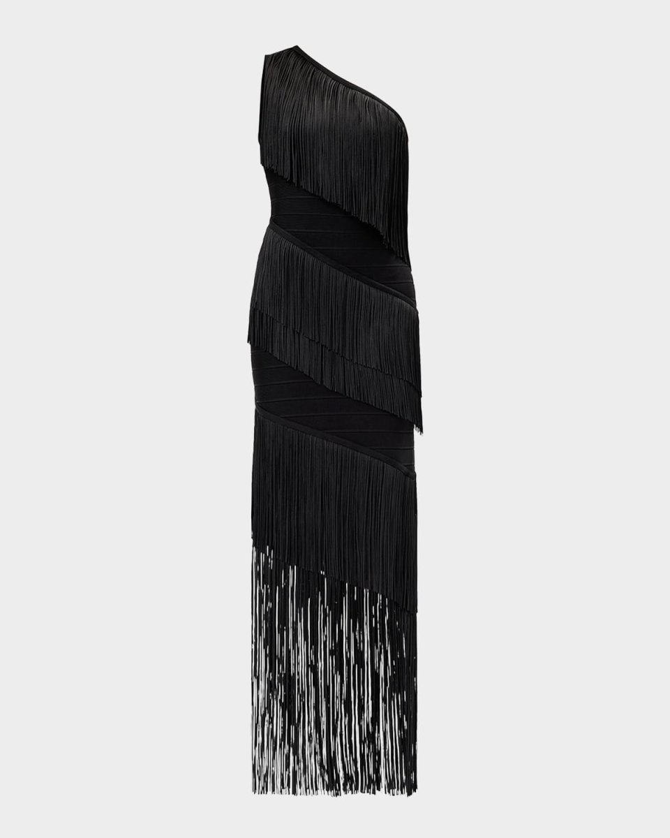 The Eleanor One-Shoulder Fringe Gown